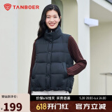 坦博尔羽绒服马甲女立领宽松外搭短款羽绒背心外套TD236006 黑色 185