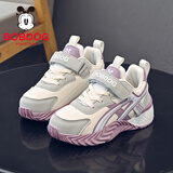 巴布豆童鞋秋款软底舒适儿童运动鞋女童跑鞋101553011浅麻灰/藕荷紫33