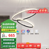 三雄极光 智能客厅吊灯北欧后现代简约餐厅卧室轻奢艺术吊灯 双圈硅胶吊灯  56W 智控 黑色