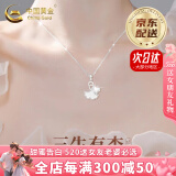 中国黄金足银项链女款三生有杏锁骨链轻奢小众生日送老婆520送女朋友礼物 【京速达】三生有杏项链【中金礼盒】