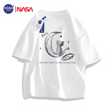NASA GISS官方潮牌联名纯棉短袖男夏t恤潮流大码宽松半袖 白色 L 