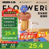 炊大皇玻璃杯女茶水分离吸管杯子耐高温高硼硅水杯800ML（深蓝花）