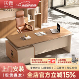 沃霖E0级环保轻奢办公桌老板桌椅组合简约现代财务桌总裁班台经理桌 1.6米老板桌【送多功能线盒】 常规