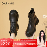 达芙妮（DAPHNE）小短靴女马丁靴英伦风厚底秋冬季2023新款秋季单靴百搭复古六孔 黑色 38 标准码