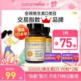 naturewise阳光瓶5000iu90粒维生素D3活性成人备孕妇软胶囊25羟基维他命vd3 （2瓶装）5000iu90粒成人/备孕/孕期