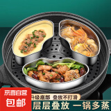 【一锅出神器】不锈钢蒸格蒸盘扇形蒸米饭蒸碗电饭煲分格蒸盒厨房 大容量扇形蒸盒五个装