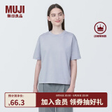 无印良品（MUJI）女式 天竺编织圆领短袖T恤上衣打底衫女款内搭多巴胺女装 灰色BB2P6C4S L (165/88A)