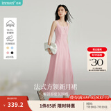 茵曼（INMAN）章若楠同款欧若风法式吊带连衣裙2025夏季新品女装淡鹅黄色裙子 粉色（方领)【好评返现】 S