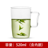 76茶业水杯泡茶杯耐热高硼硅玻璃杯办公室茶水分离杯带盖绿茶杯 520ml（含内胆） 520ml 1只