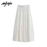 MJ STYLE白色蛋糕裙女夏新款高腰大摆裙a字伞裙小个子半身裙 白色 均码