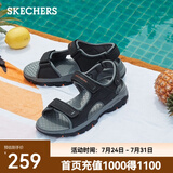 斯凯奇（Skechers）男鞋魔术贴凉鞋运动休闲户外鞋简约露趾沙滩鞋子防滑拖鞋 黑色/BLK 42