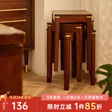 艺柳园实木凳子家用软包餐凳木质圆凳椅子方凳小凳子可叠放轻奢木凳板凳 铜素方凳【橡胶木】胡桃色单把