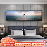 墨派卧室装饰画床头挂画现代简约轻奢酒店墙画客厅背景墙主卧房间壁画 爱的港湾 160x50cm适合1.8米床晶瓷