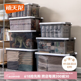 禧天龙加厚透明大号收纳箱玩具零食书本整理箱衣物被子储物箱抗压药箱 中号1个 21升茶色