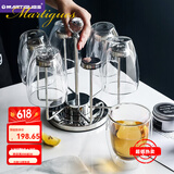 MARTIGUES 北欧家用玻璃杯双层隔热可爱水杯泡茶杯牛奶杯创意咖啡杯子 275ml双层杯【6只装】+旋转杯架 6只