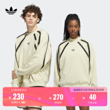 adidas情侣款简约运动圆领套头卫衣男女阿迪达斯官方三叶草 浅褐 M