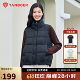 坦博尔羽绒服马甲女立领宽松外搭短款羽绒背心外套TD236006 黑色 170