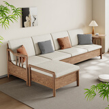 蒙特洛华实木沙发客厅冬夏两用小户型带高箱储物沙发白蜡木新中式佛山家具 152cm双人位