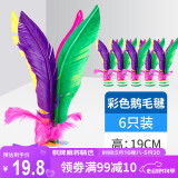 紫湖毽子6个装 大号鹅毛羽毛彩色比赛毽球 牛筋底花键儿童耐踢毽子