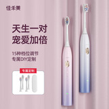 佳禾美（JIAHEMEI） 电动牙刷情侣2支装成人男女士专用智能声波全自动软毛刷头礼盒学生送男友女友生日礼物中秋节礼物 飞霞粉1支装【4支刷头+旅行盒】