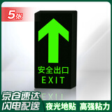 印苼荟 安全出口夜光直行指示牌地贴标识牌疏散应急通道标志逃生紧急提示自发光警示贴5片装29*14.5cm