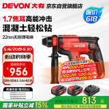 大有20V无刷充电电锤两用锂电锤冲击钻工业级电锤DRH双电5.0标充