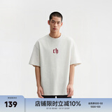CHINISM  CH赤尘美式凉感速干短袖t恤男士夏季潮流宽松休闲五分袖上衣 花灰色 M