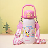 乐扣乐扣（LOCK&LOCK）卡通吸管保温保冷杯大容量户外便携可拎可背水杯子780ML粉色