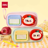 得力（deli）高颜值可爱水果笔袋 便携手提大容量文具收纳袋多功能笔盒 附赠百粘布零钱包 蓝绿BC427开学必备