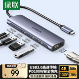 绿联Type-C转HDMI扩展坞雷电4/5拓展坞适用苹果电脑转换器C口转接头Macbookair华为Surface pro9扩展器