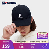 FILA FUSION斐乐潮牌棒球帽中性休闲鸭舌帽网球运动遮阳帽 深黑-BK XS