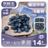 京鲜生 国产蓝莓 6盒14mm+装 125g/盒 生鲜水果 源头直发 包邮