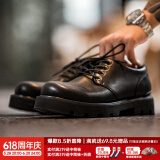 马登德比鞋男厚底增高大头皮鞋黑色工装鞋英伦风休闲百搭低帮马丁靴 磨砂黑 （4cm增高） 40 男码