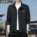 JEEP SPIRIT吉普夹克男春秋季外套男士立领上衣棒球服工装潮流成熟商务青年邮 2110黑色 加绒 3XL （160-175斤）