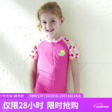 洲克（ZOKE）儿童连体泳衣小孩中大童防晒速干泳装温泉女112504403 玫红花 18