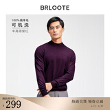 巴鲁特【可机洗】100%纯羊毛衫男士秋冬款修身打底针织衫保暖毛衣 紫红-半高 XL （180/100A）