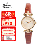 薇薇安·威斯特伍德（Vivienne Westwood）西太后手表女士小表盘女表石英表皮表带生日礼物送女友金色同款 棕色女表 VV090GDBR 23mm