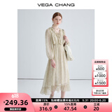 VEGA CHANG法式复古连衣裙女2025年新款夏季小众设计荷叶边印花海边度假裙子 印花（长款） M