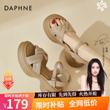 达芙妮（DAPHNE）凉鞋女外穿2024夏季新款仙女风露趾百搭厚底女鞋一字带软底沙滩鞋 杏色 跟高5.5cm 39 (245mm) 标准码