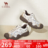 骆驼（CAMEL）经典丑萌鞋女时尚撞色户外休闲鞋 L24S469647A 米/银/咖 36