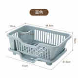 沃德百惠（WORTHBUY）碗柜碗筷收纳盒碗柜碗碟沥水架厨房置物架收纳架滤水篮塑料收纳筐 灰蓝-大号