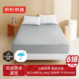 京东京造 兰精天丝防水床笠 3层加厚夹棉A类床垫床罩保护套 1.8米床 灰色