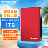 纽曼（Newsmy）1TB 移动硬盘  双盘备份 清风Plus金属版 USB3.0 2.5英寸 东方红 多色可选 手机连接