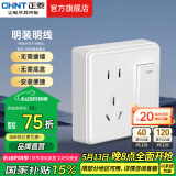正泰（CHNT） 明装插座墙壁面板二三插 NEW1C 一开双控五孔10A