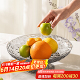 彩致（CAIZHI）水果盘简约干果盘点心盘坚果糖果收纳盘高脚锤纹透明灰果盘CZ6858