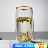 容山堂雪山绿茶杯子双层玻璃杯办公杯泡茶杯水杯家用茶杯小水杯凉杯水具 雪山绿茶杯