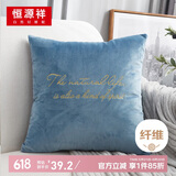 恒源祥 抱枕套简约字母绣花靠垫 办公室沙发汽车抱枕靠枕套 45*45cm