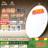 FSL佛山照明卧室LED吸顶灯无蓝光护眼高显97全光谱智能蝉翼36W包安装