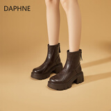 DAPHNE达芙妮真皮短靴子2026新款春季百搭厚底英伦风真皮切尔西马丁靴