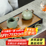 千寿堂 紫砂壶套装宜兴原矿 手工搅泥工艺豆青圆润西施套装6件套